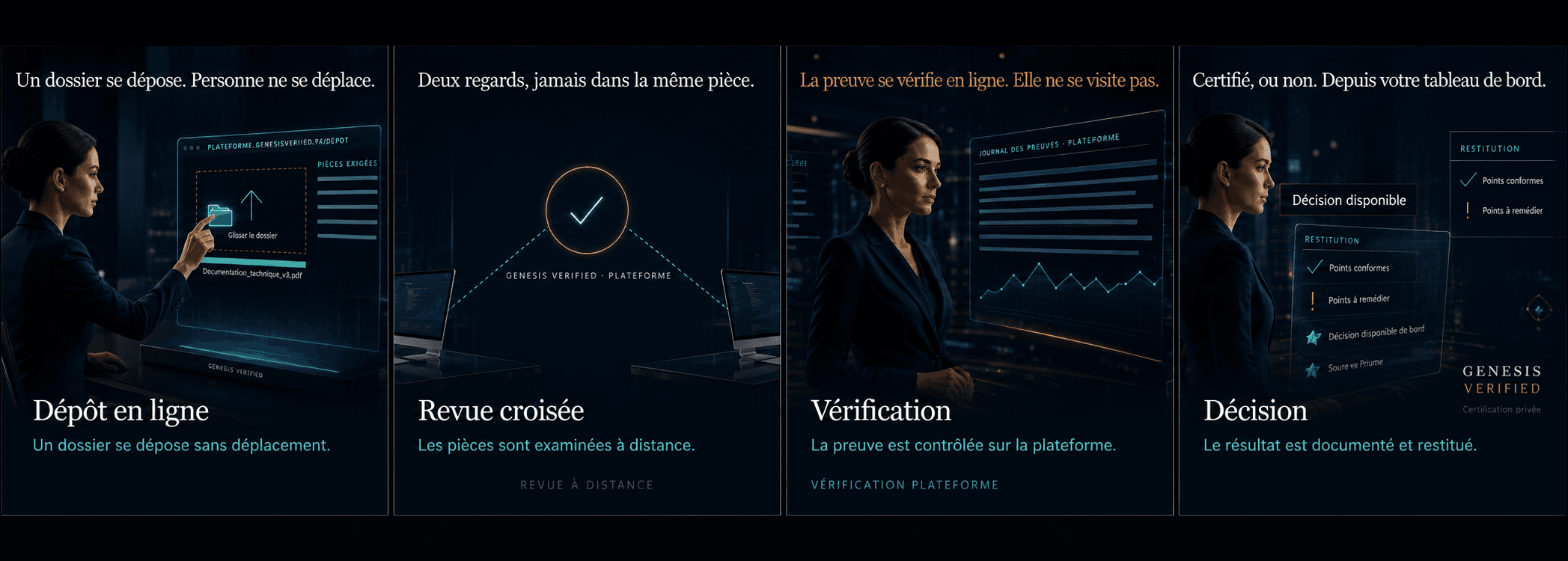 Parcours à distance : dépôt en ligne, revue croisée, vérification et décision